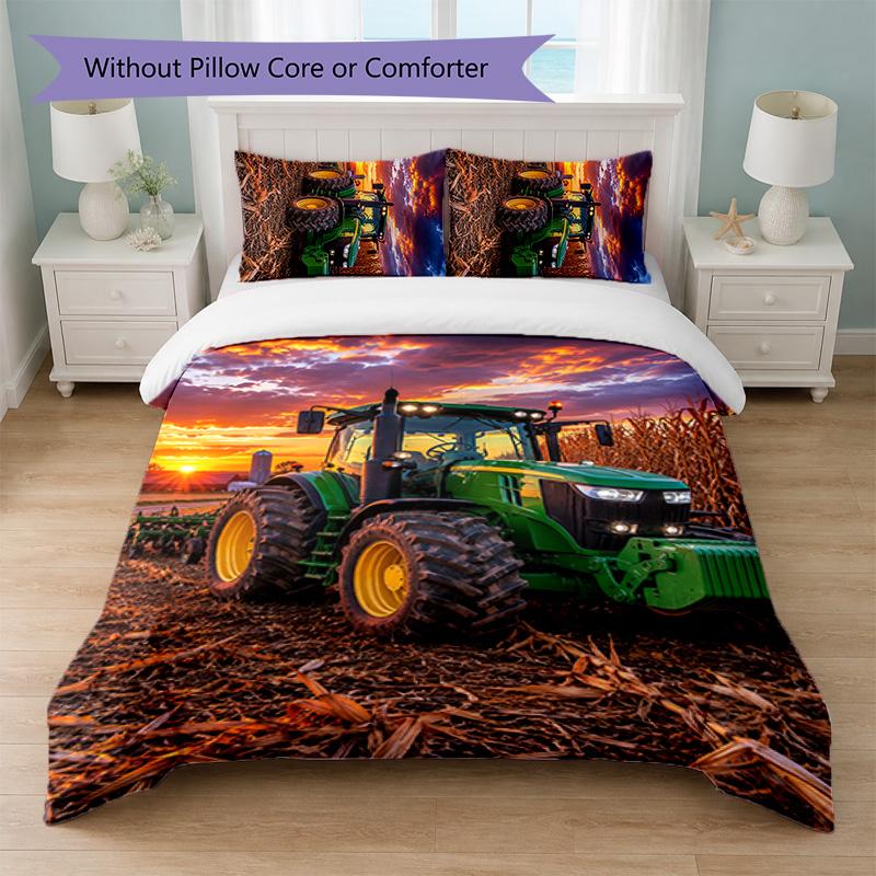 John Deere Print 3Pcs Duvet Cover Set 1 Duvet Cover and 2 Pillowcases Soft Bed Linen For Household Bedroom