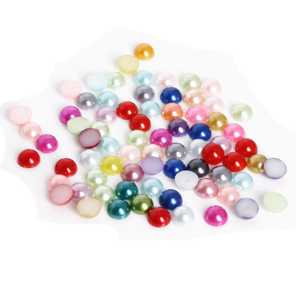 DIY Pearl Hair Bow Accessories: Half-Sided ABS Imitation Pearls & Flat-Bottom Colored Beads