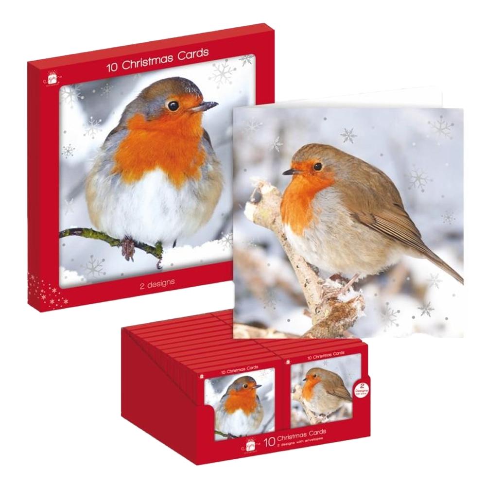 IG Design Square Robin Christmas Greetings Card (Pack of 10)