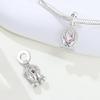 Orstarry S925 Silver Charm Infinite Love Pink Heart Bead Pendant For Bracelet DIY Jewelry Making Women Gift