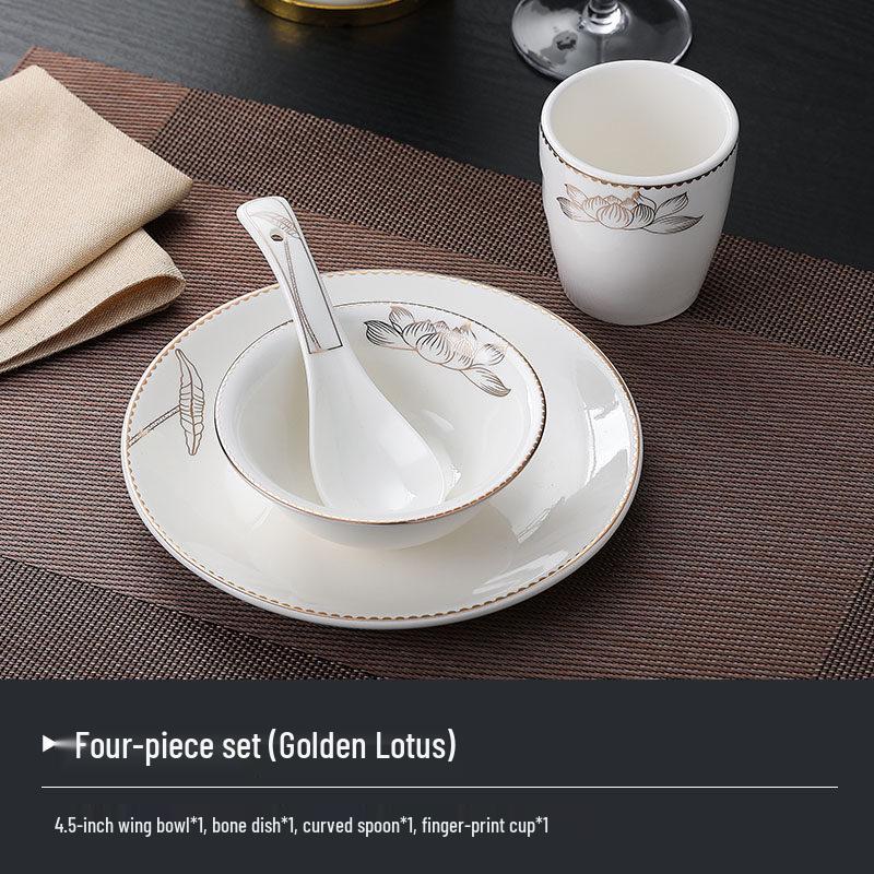 Hotel Restaurant Ceramic Tableware Set: Plates, Bowls, Cutlery, Chopsticks for Private Rooms - 7 or 8 Pieces
