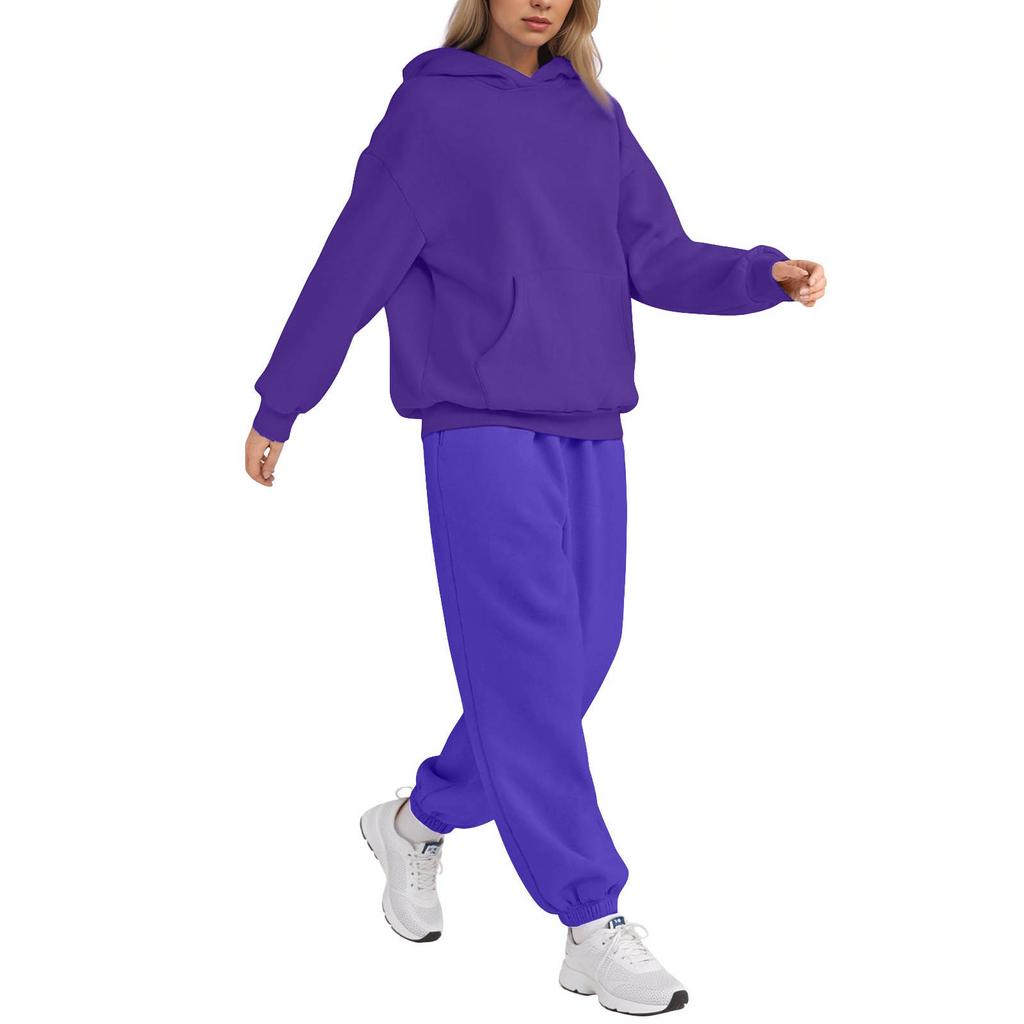 Tenues 2 pièces pour femmes, ensemble de survêtement à capuche, sweat-shirt surdimensionné, Baggy, mode d'automne, pantalon de survêtement avec poches
