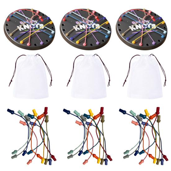 1/2/3 Sets Brainy Knots Rope Untangling Game Logic Thinking Twisted Rope Challenge Board Game Kids Adults Educational Elastic Rope Unhitching Toy