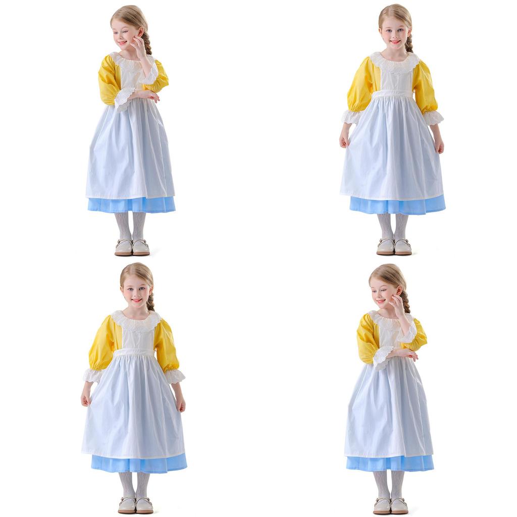 Halloween Farm Girl Costume With Polyester Fabric For Kids Stage Performance