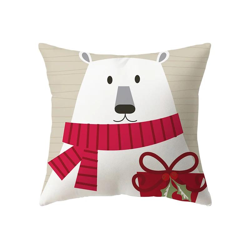 Merry Christmas Cute Santa Claus Snowman Print Pattern Cushion Cover Home Living Room Sofa Decoration Pillow