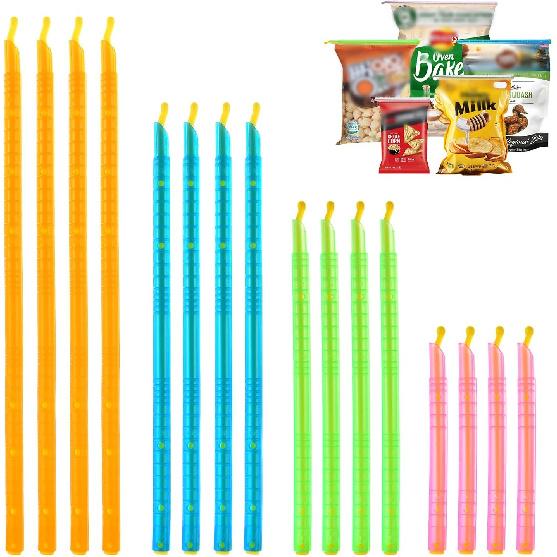 Food Sealing Sticks, Bag Clips 16 Pcs Reble Bag Sealer Sticks Used For Sealing Various Sealable Snacks Cereal Foods Plastic Bag Sealers (S01-Nordic S01-American style