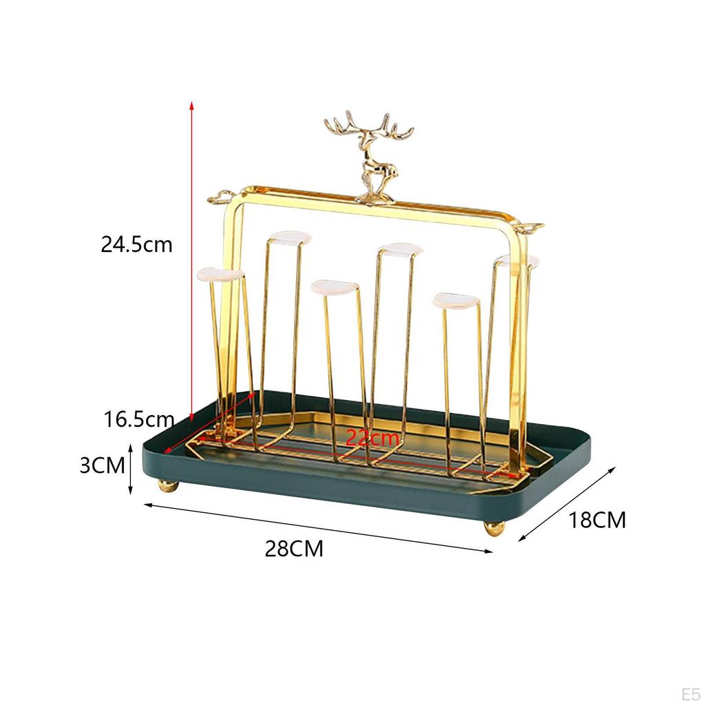 6 Cup Metal Drainer Holder Rack Mug Organizer Luxury Drying Glass for