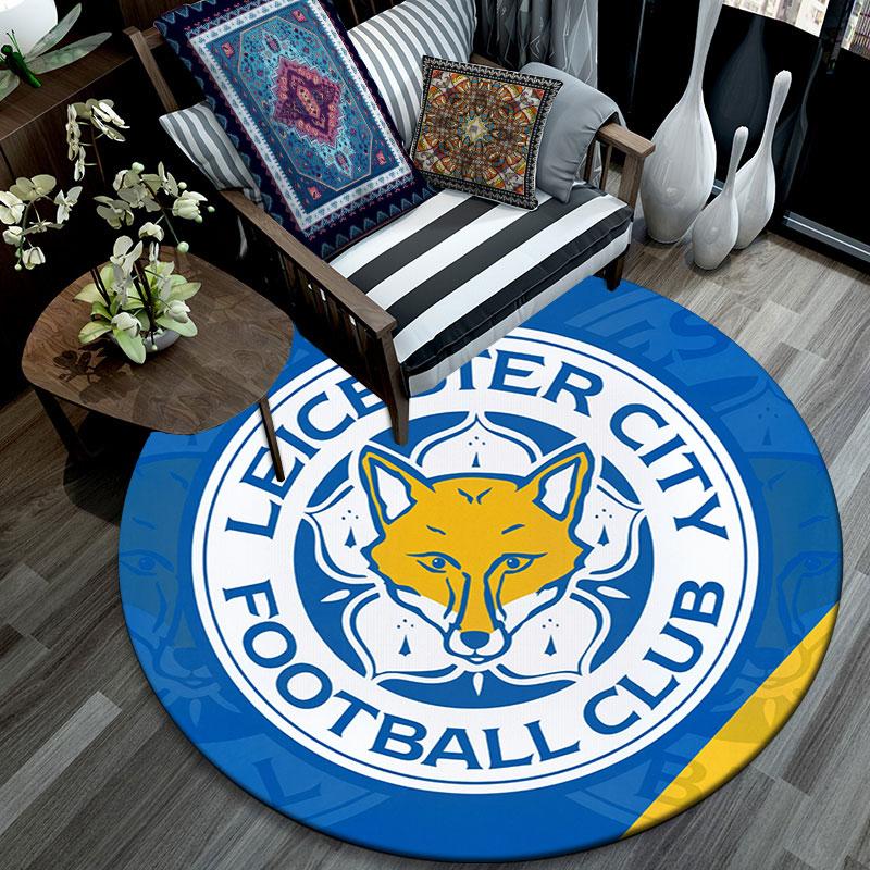 Tappeto Rotondo Stampato Leicester City, Tappeto Circolare Antiscivolo Lavabile per Soggiorno Camera da Letto Sala Giochi, Decorazione per Fan Sportivi, Regalo di Compleanno Festivo