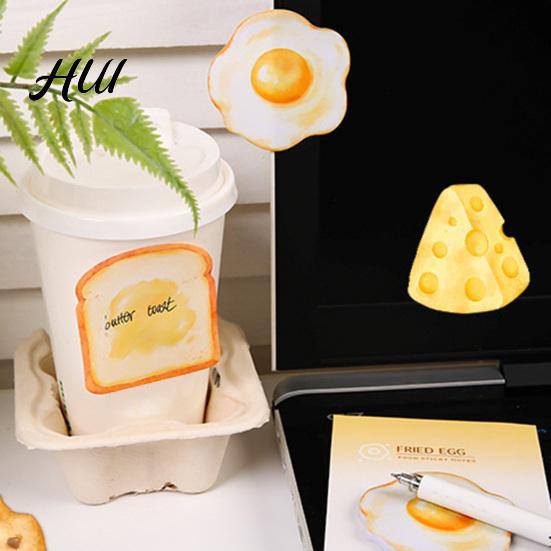 Peel Off Stick Notes Note Pads, Funny Toast Bread Cookie Cheese Design Cute Notepad, 30 Pad Sheets/Pad Self Memo for Home Office Notebook Bookmarks