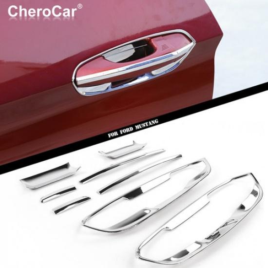 Exterior Door Handle Switch Cover Trim For Ford Mustang 2015+ Accessories Chrome