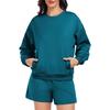Women's Loose Tracksuit Long Sleeve Sweatshirt Elastic Waist Shorts Casual Loungewear Set