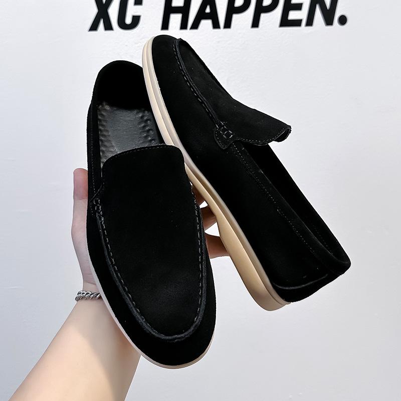 One-pedal men's shoes flat loafers casual foot cover lazy summer retro solid color leather shoes 8253-W