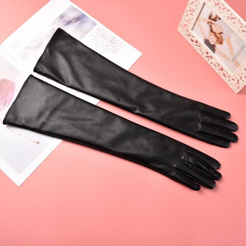 

Искусственная кожа pu кожа женские перчатки удлиненные сенсорные зимние заклепки для тепла полнопалые для вождения One size