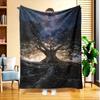 An Ancient Enormous Tree Under The Night Sky, Featuring High-Definition Digital Printing, Suitable for All Seasons, a Sofa Blanket, Made of 100% Soft