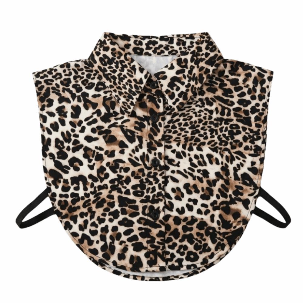 

Leopard Print False Collar Lightweight Elegant Detachable Collar Decorative Pleated Design False Shirt Collar Layering Top