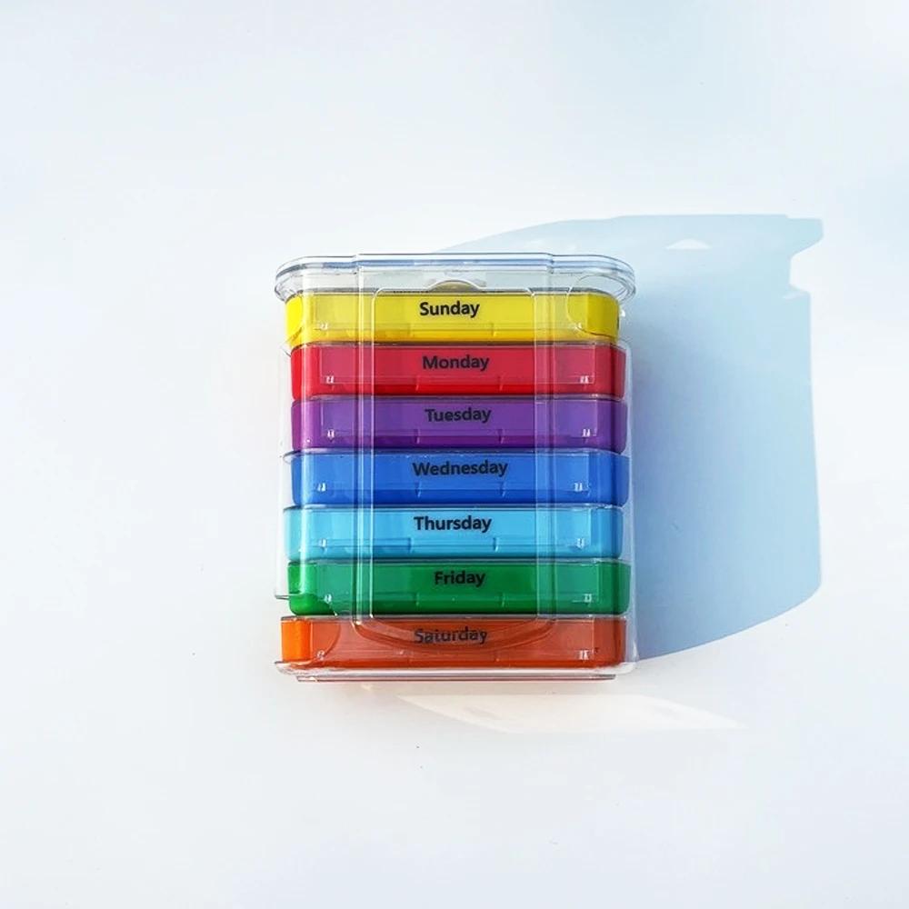 1pcs Portable Travel Pill Box 7 Days Transparent Color Pill Dispenser Boxs 28 Grid Travel Vitamin Drugs Fish Oil Storage Box