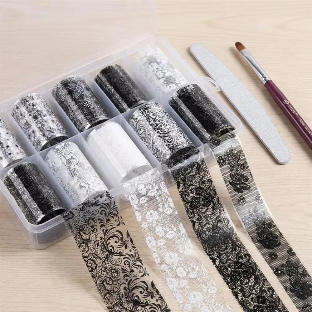 Lace Design Nail Stickers Stripe Pattern Nail Art Stickers Transfer Paper  Nail Decoration
