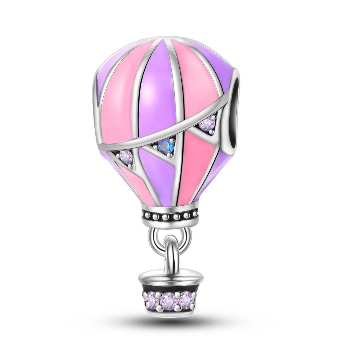 

White Copper Plated 925 Silver Panjia Beads Style Starlight Series Hot Air Balloon Beaded Diy Bracelet Necklace