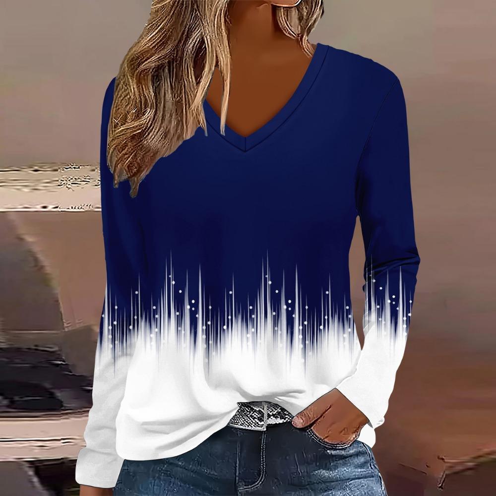 Summer New Fashion 2025 Women’s Casual  Long Sleeve Printed T-shirt