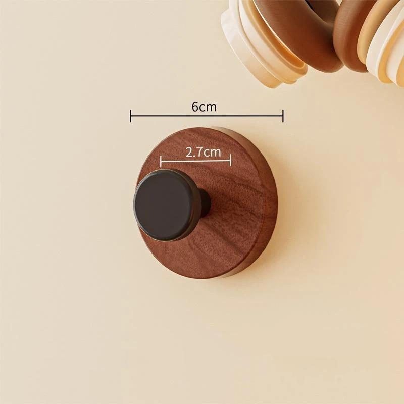 Natural Wood Adhesive Wall Hooks Strong Hold No Drilling For Bedroom Bathroom Hanging Keys Bags Coats