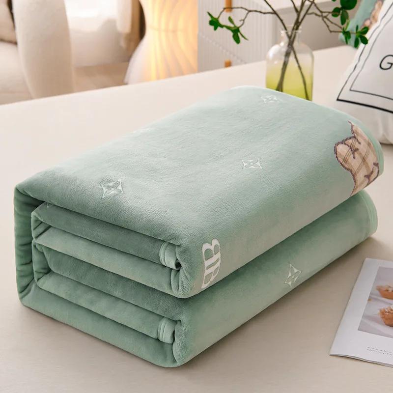 Soft Blanket Warm Coral Fleece Blankets Floral Cartoon Plaid Winter Sheet Bedspread Sofa Throw Mechanical Wash Leisure Covering