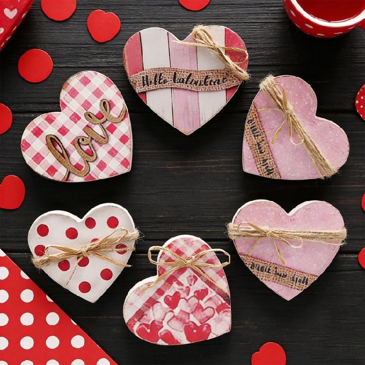 6 Purpose Valentines Desktop Ornaments Heart Shaped for Party and Wedding Decorations