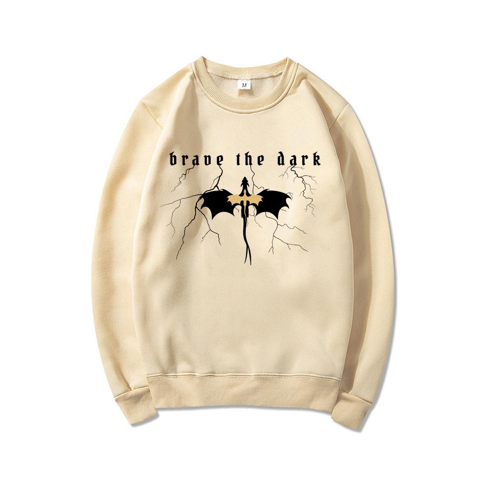 Onyx Storm Brave The Dark Sweatshirt Dragon Sweater Dark Academia Unisex Sweatshirts Long Sleeve Crewneck Pullover Vintage Tops