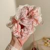 Fresh And Sweet Pink Lace Large Intestine Hair Band Double-Spell Bow Ribbon Hair Tie Rubber Band Obedient Girl Hair Accessories