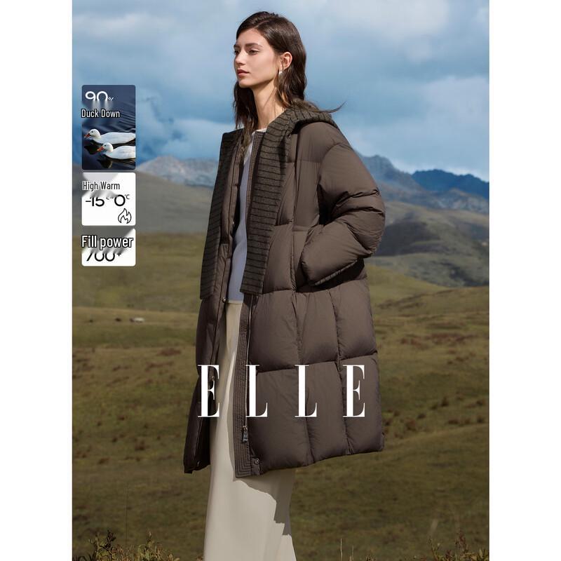 ELLE Women s 90% Duck Down Hooded Long Jacket M
