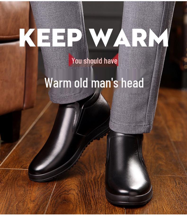 Herren High-Top Winterstiefel aus echtem Leder mit Woll- und Samtfutter