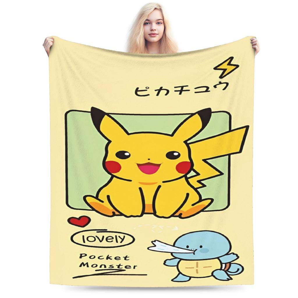Japanischer Anime Pikachu Einfache Super Warme Decke Pokemon Plüsch Überwurfdecke Neuheit Sofa Stuhl Flanell Bettdecke Bettbezug