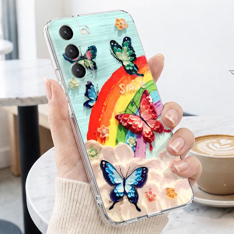 Colorful Butterfly Case For Samsung S26 Ultra S25 FE S24 S23 S22 Plus S21 A15 A25 A35 A55 A16 A26 A36 A56 A17 A37 A57 5G Clear TPU Soft Cover