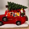 Resin Christmas Style Luminous Small Truck Car with Lamp Christmas Window Display Crafts Home Decoration Party Fashion Supplies