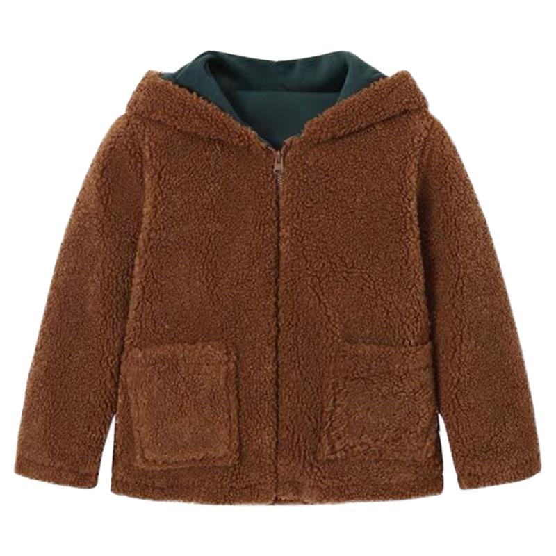 

Детское бархатное пальто с капюшоном на молнии, однотонная теплая плюшевая куртка 100