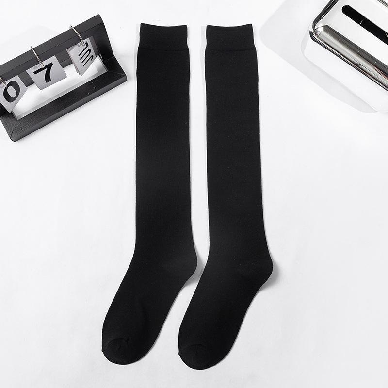 Pair With Loafers And Socks Fashionable And Versatile Black And White Socks Four Seasons Regular Solid Color Cotton Socks, Trendy Student Socks