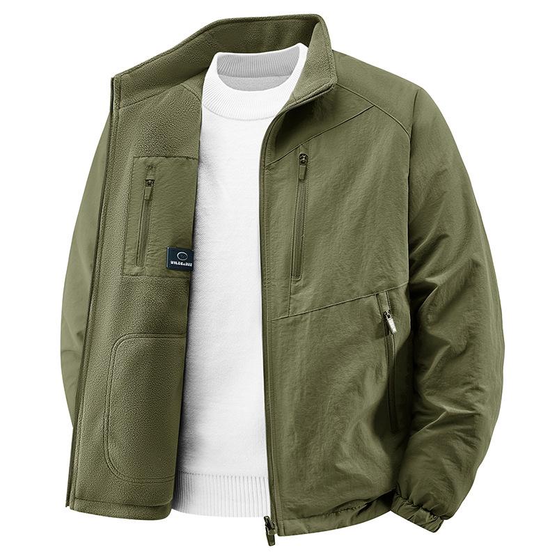 

Осенне-зимняя толстая фланелевая двусторонняя куртка со стойкой воротником для мужчин, уличная рабочая куртка с несколькими карманами, повседневный топ XXXXXL