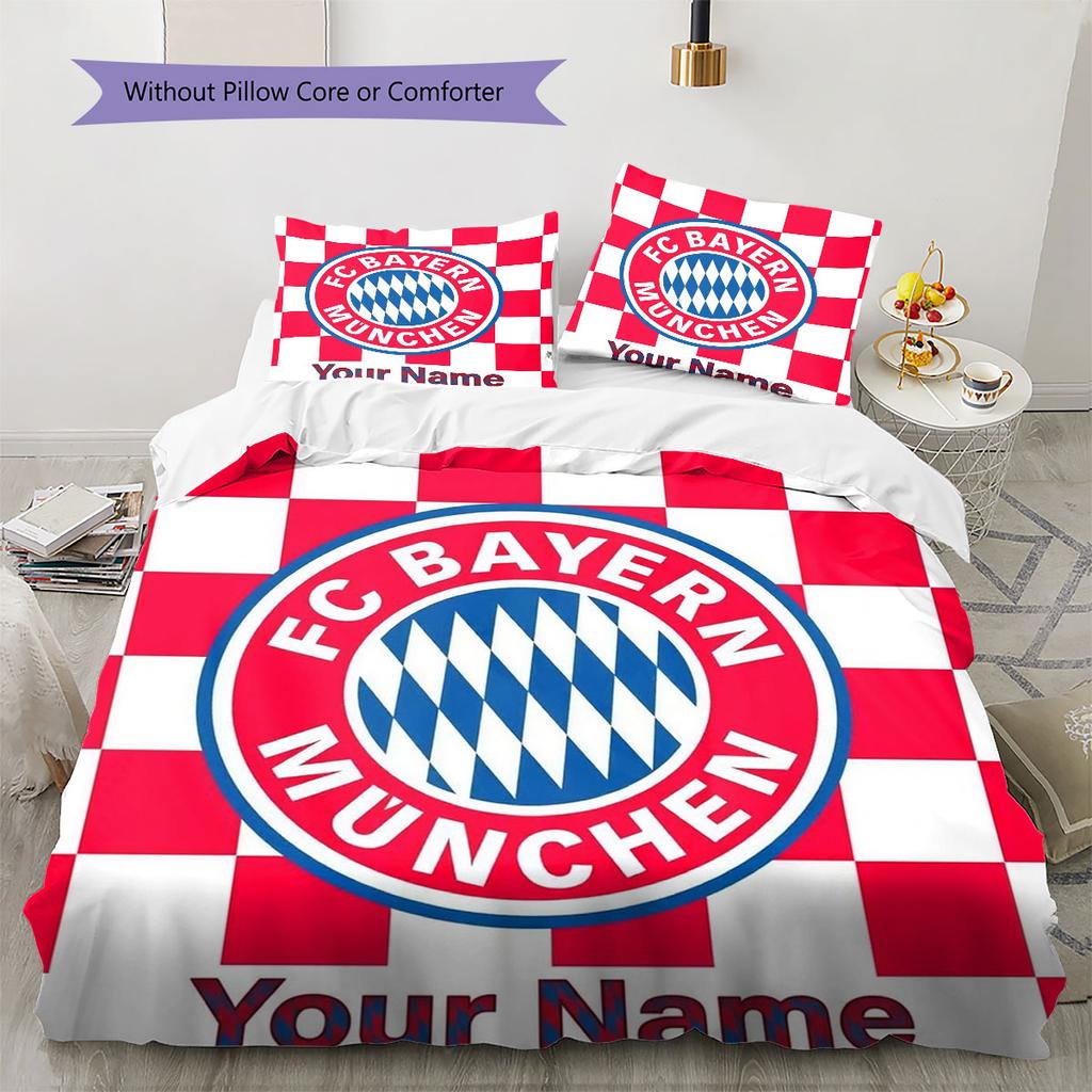 FC Bayern Munchen Custom Name Pattern Bedding,Quilt Set Quilt Cover Pillowcase Home Birthday Gift(1 * duvet cover + 2 * pillowcase, without core)