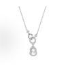 S925 Sterling Silver Interlocking Rings with Natural White Agate and Diamond Gourd Necklace – Elegant Clavicle Chain
