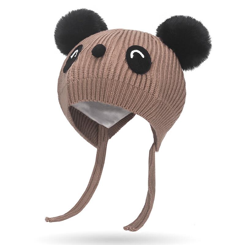 ZHENYUEQI Kids  Warm Panda Cartoon Knitted Hat with Earflaps One Size