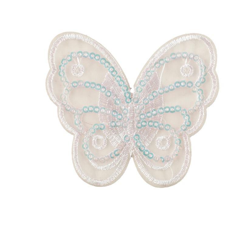 Cute Cartoon Mesh Bow Lace Sequin Embroidery Sticker DIY Hand Account Accessories Brooch Hairpin Self-adhesive Cloth Sticker