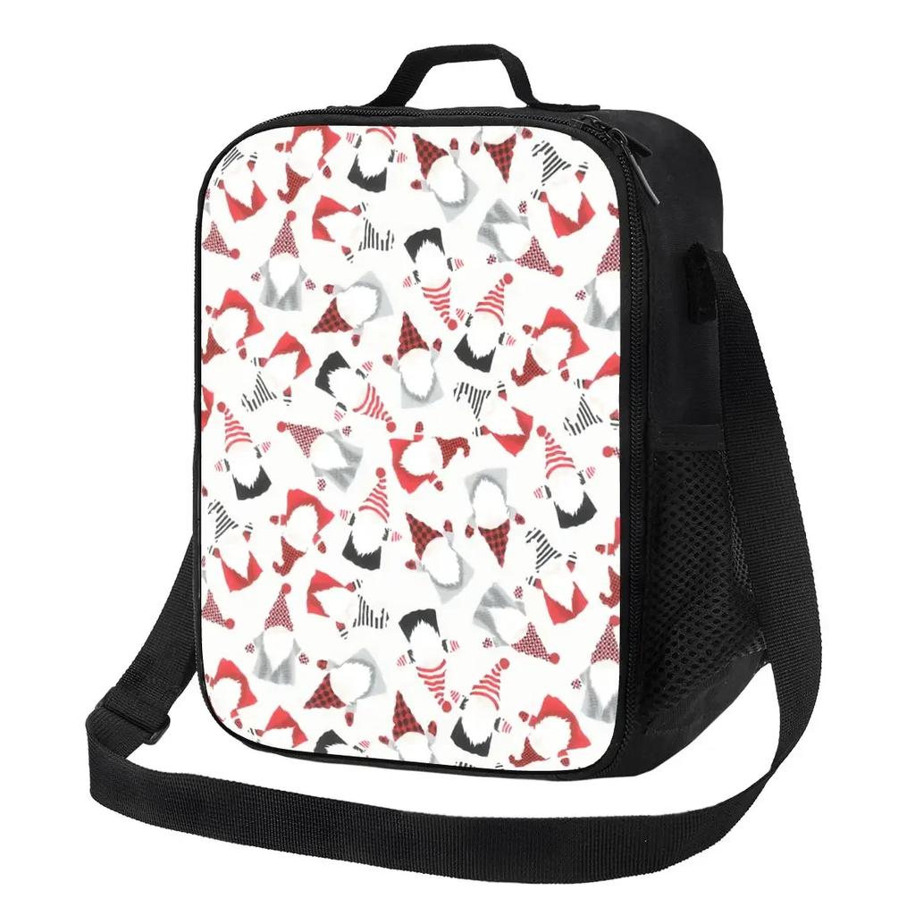 Garden Gnome Pattern Thermal Insulated Lunch Bags Women Portable Lunch Tote for Work School Travel Storage Bento Food Box