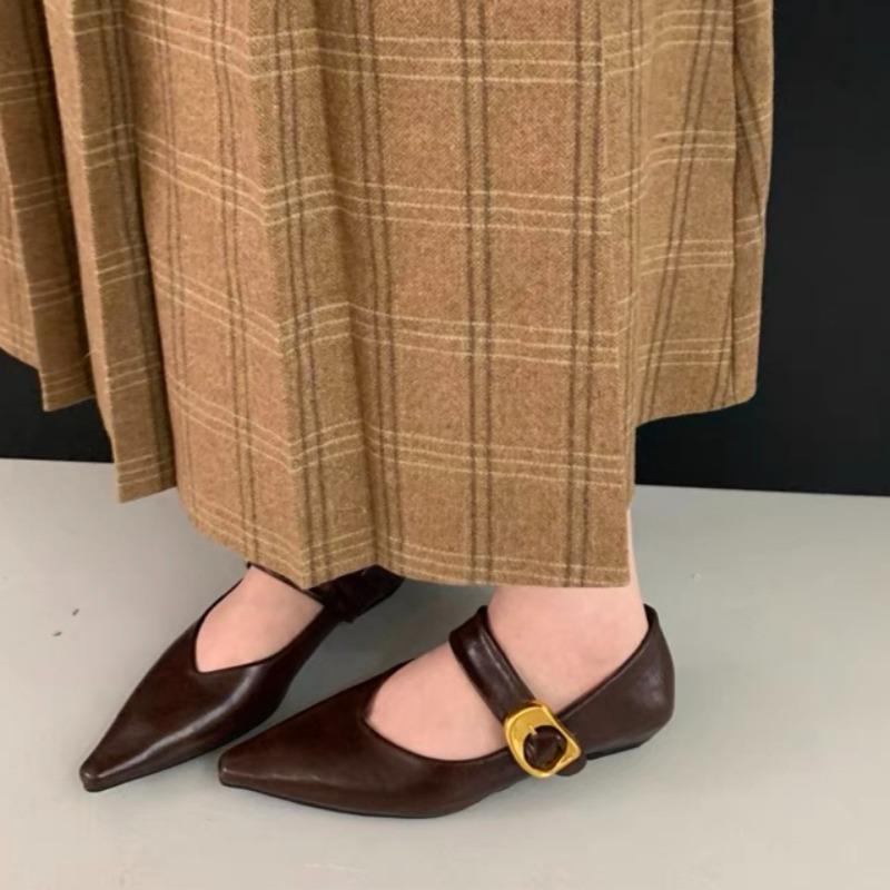 Women's Low Heel Shoes Spring New Pointed Head Shallow Mouth Soft Sole Anti-slip Wear-resistant Low Top Shoes