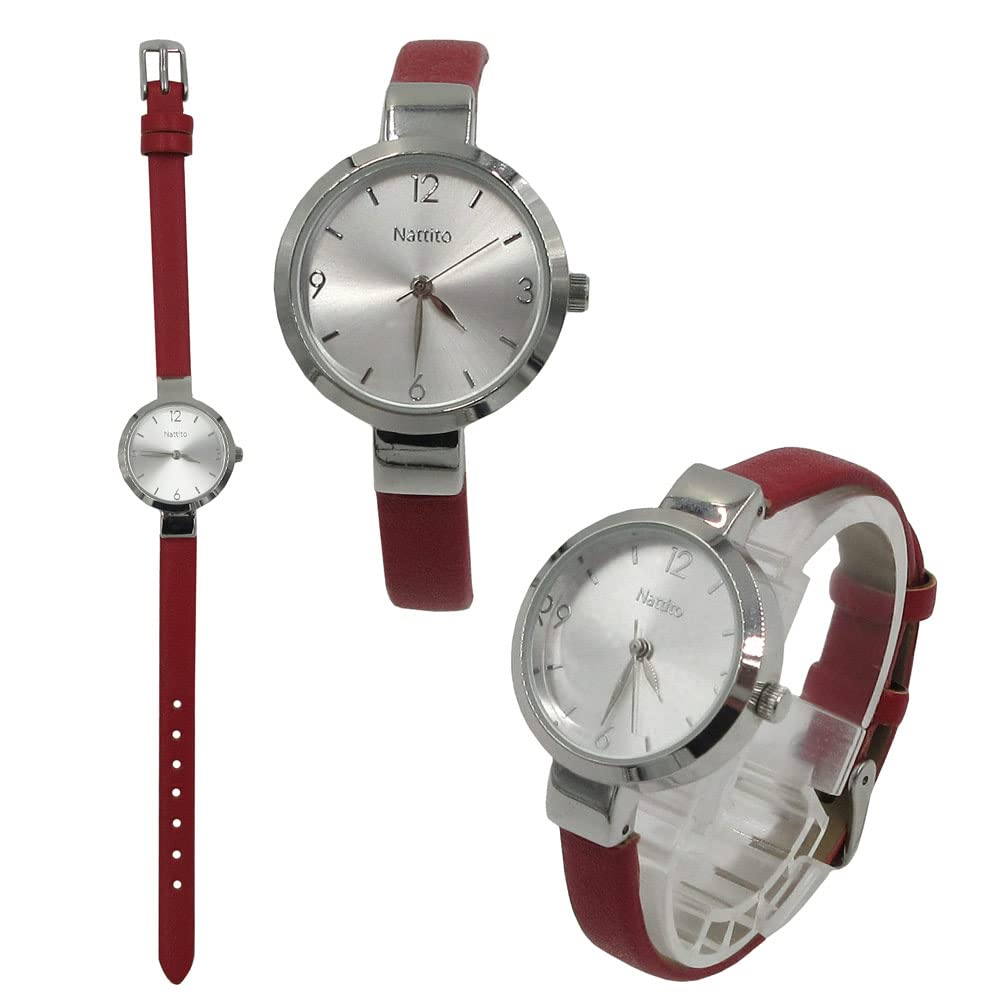 

Analogue Mesut Leather Silver Red [Fieldwork] Watch, Nickel-Free, Strap, Dial, ST208-3, Women s,