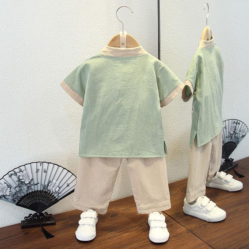 Boys Hanbok Summer Suit Retro Baby Tang Suit Summer Ancient Style Male Cotton Linen Ancient Clothing Thin Section Hemp Chinese Wind