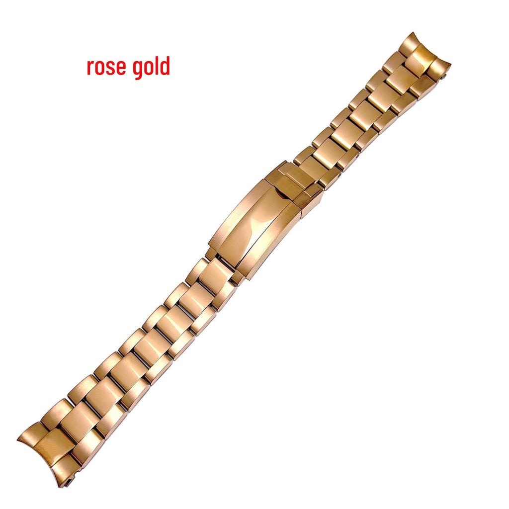 Roestvrij Staal Gebogen Eind Horlogeband, Past op Rolex Submariner Drie-Schakel Serie, 20mm, met Veiligheidssluiting.