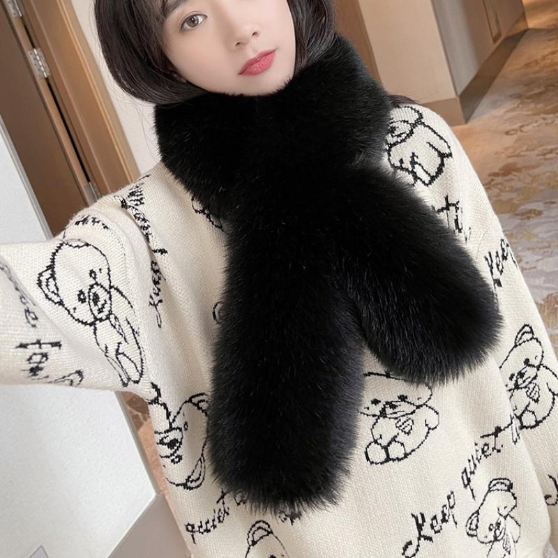 Neuer Kunstpelzkragen, luxuriöser, flauschiger Herbst-Winter-Schal, warmer Schal, Wickeltuch, grau-schwarzer Pelzbesatz, Streifen, Jacke, Pelzdekor, hohe Qualität