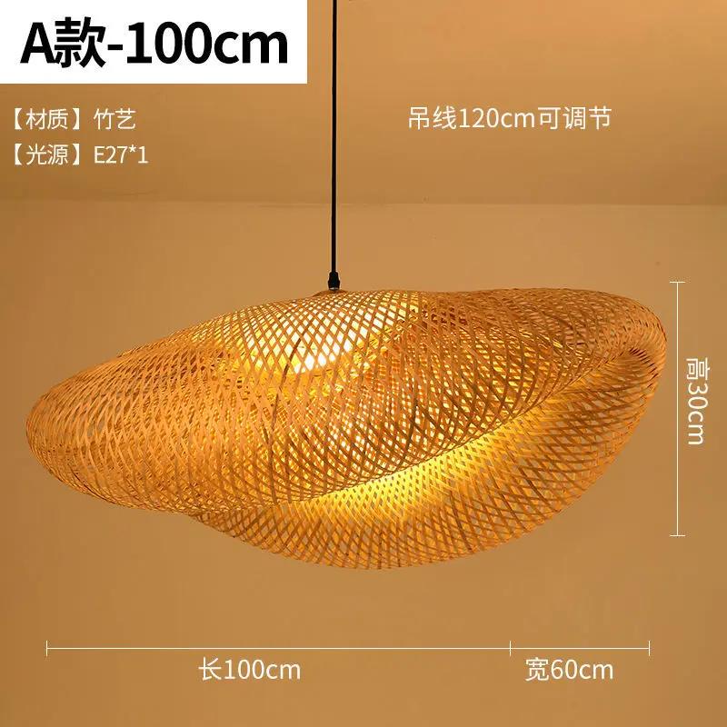 Retro Bamboo Pendant Light Zen Tea Room Vintage Basket Ceiling Chandeliers Lamps Home Decor E27 Handmake Weave Lighting Fixtures