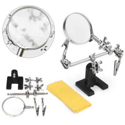 60mm 2.5X Third Hand Clamp Soldering Iron Stand Holder Helping Magnifier Tool
