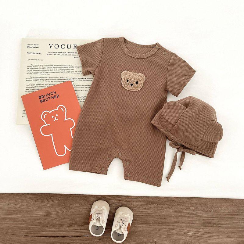 British Lmkl Baby Jumpsuit Summer Thin Bear-Themed Baby Clothes Infant Short-Sleeved One-Piece Romper