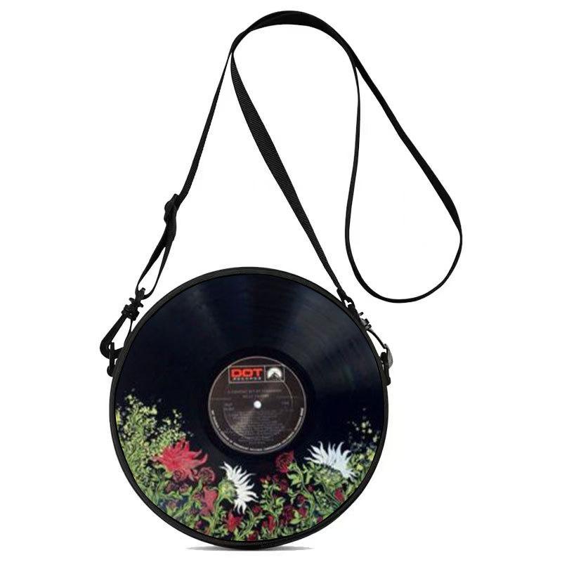 Women'S Personalized Vinyl Record Cosmetic Bag Shoulder Bag Backpack Storage Bag Polyester Travel Storage Bag